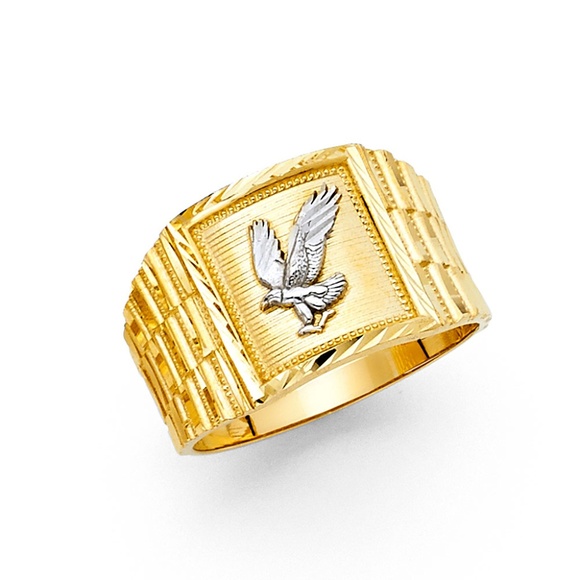 14K Yellow Gold CZ Men's Ring